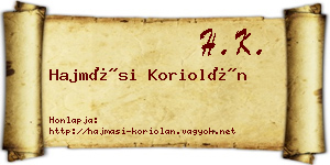 Hajmási Koriolán névjegykártya